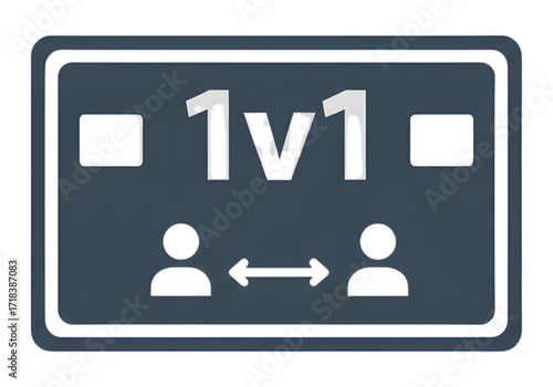 Minimal icon of a scoreboard with 1v1 — transparent background (PNG), no shadow
