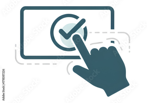 Minimal icon of a hand casting a digital vote — transparent background (PNG), no shadow
