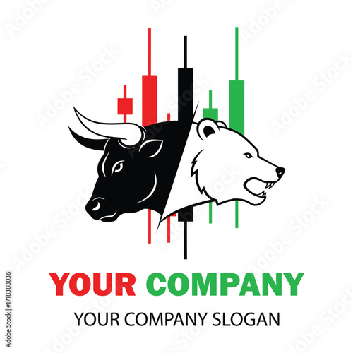 Vector art of bull and bear logo for stock market