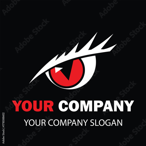 Vector art of eye logo with red pupil on