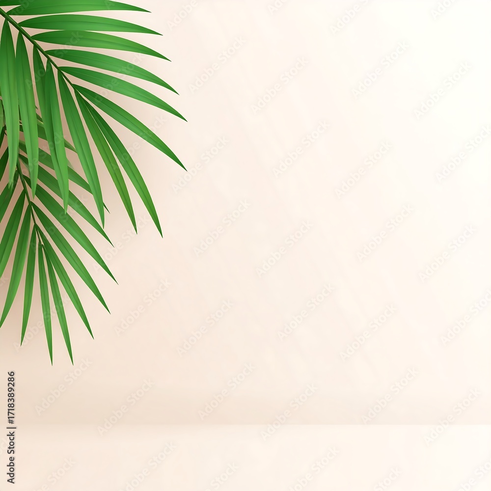 Fototapeta premium Tropical leaves on a pastel background