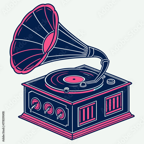 vector illustration of an old gramophone