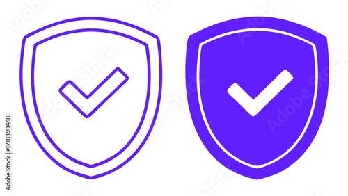 Vector of blue shield icon with checkmark inside