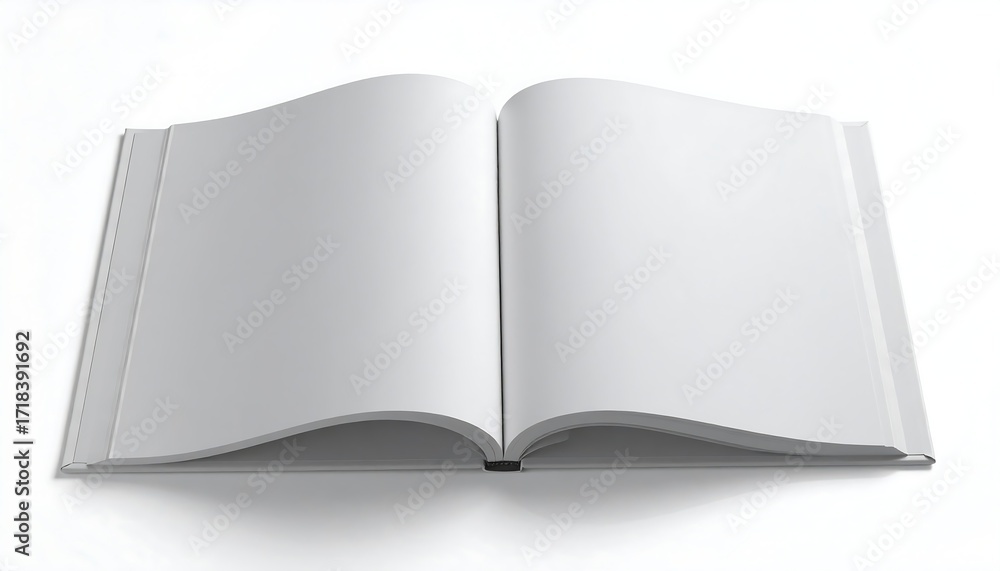 Naklejka premium Open book, blank pages, white background