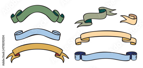 Vintage ribbons and banners blank set for text