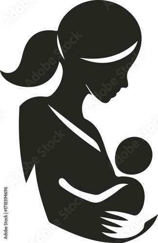 A loving mother cradling her baby in a gentle embrace, forming a heart shape with soft lines—symbolizing care, warmth, and unconditional love.