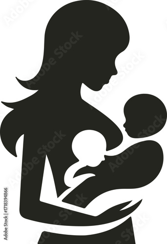 A loving mother cradling her baby in a gentle embrace, forming a heart shape with soft lines—symbolizing care, warmth, and unconditional love.