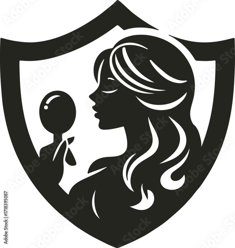 Elegant female face in minimalist line art, featuring flowing hair and soft features—symbolizing natural beauty, skincare, and feminine grace.