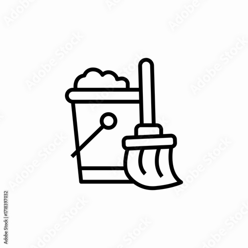 mop bucket cleaning icon sign vector