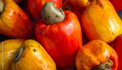 Pile of vibrant cashew fruits