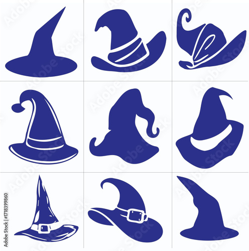 Halloween Witch Hat vector set 2