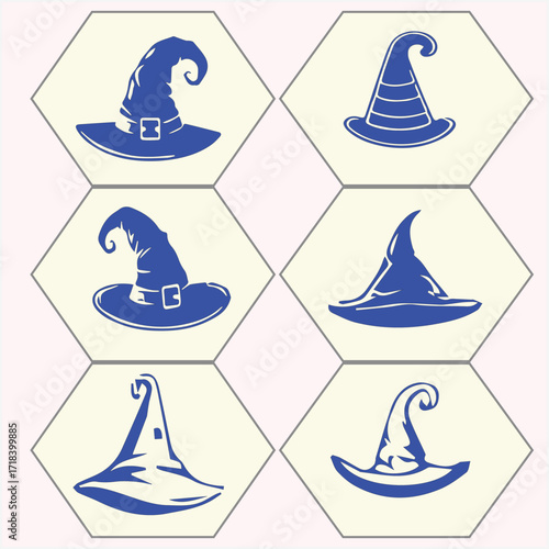 Halloween Witch Hat vector set 1