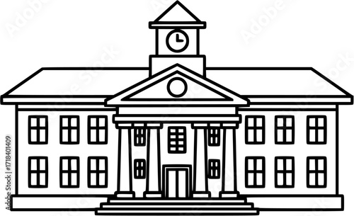 Outline building vector, school building, government building, town hall, architecture icon vector
