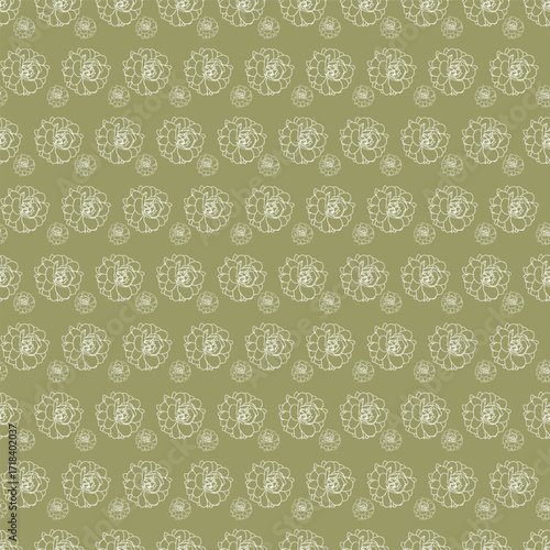 Vector gold and white floral ornament, vector seamless pattern of rows of small jasmine flowers. Suitable for textile, wallpaper and gift wrap.