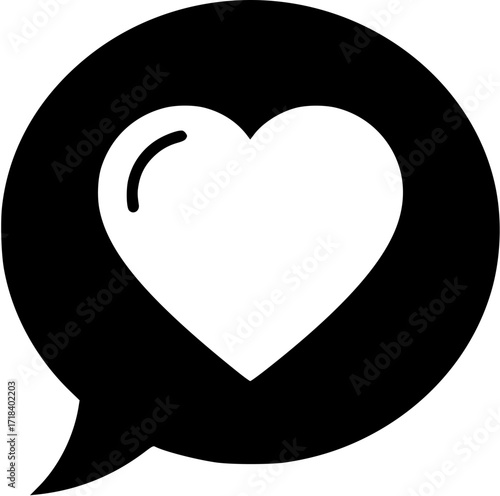 Heart in speech bubble icon vector illustration for love message social media and dating apps
