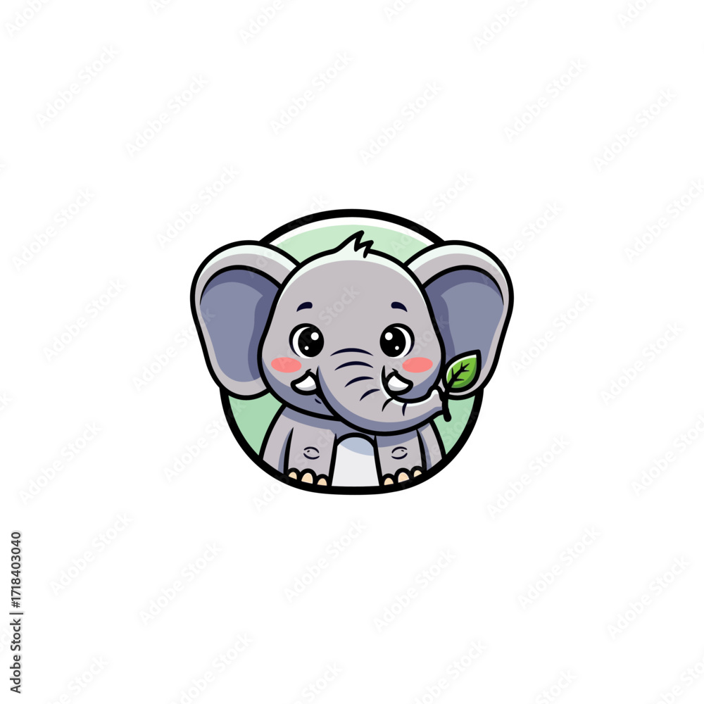 Naklejka premium Baby Elephant icon flat vector design. 