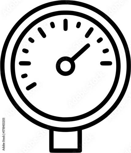 Pressure gauge icon vector illustration for measuring air water oil and gas in outline style isolated
