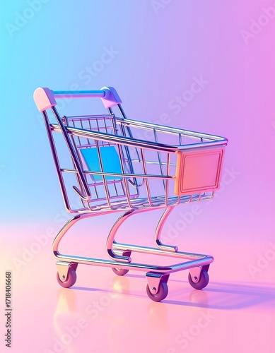 Shopping cart in pastel colors