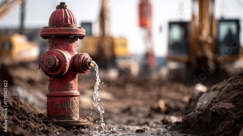 Leaking Fire Hydrant at Construction Site