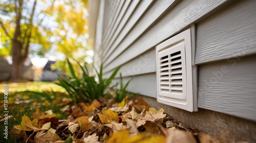 Autumnal House Exterior with White Vent