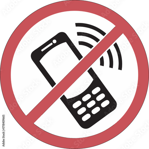 Prohibition sign mobile phone forbidden zone cell phone ban no smartphones allowed warning symbol