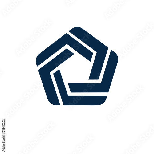  Abstract Intertwined Pentagon Logo - Modern Geometric Connection Symbol