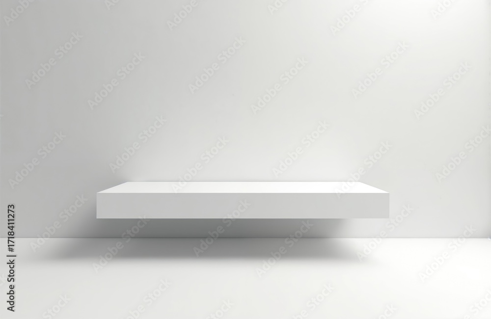 custom made wallpaper toronto digitalMinimalist 3D rendering of a clean white rectangular shelf floating on a light grey background. Clean geometric shape provides ample copy space for product placement or graphic design.