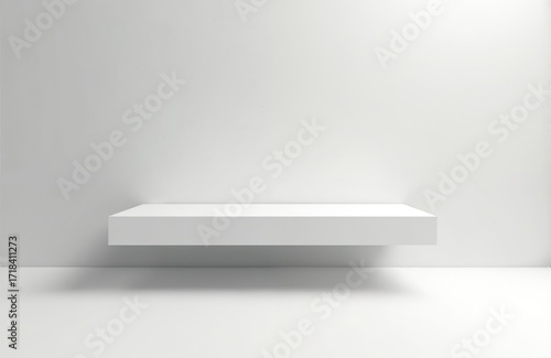 Wallpaper Mural Minimalist 3D rendering of a clean white rectangular shelf floating on a light grey background. Clean geometric shape provides ample copy space for product placement or graphic design. Torontodigital.ca