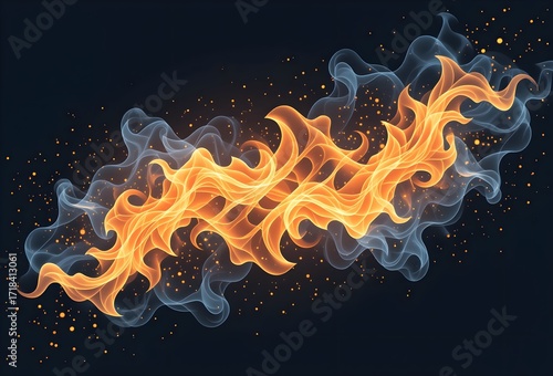 Wallpaper Mural Abstract fire flames background with glowing smoke and light wave pattern in dark design wallpaper illustration. Torontodigital.ca