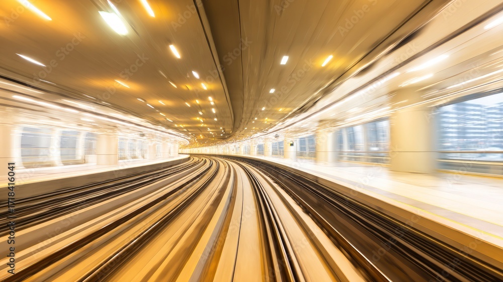 Fototapeta premium An abstract urban transit scene with motion streaks, capturing dynamic city energy.