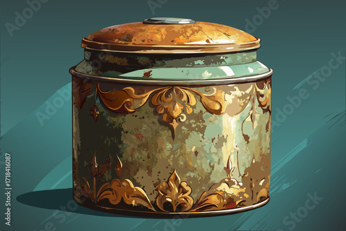 vector of The surface of the jar is covered with metal sheets and then with the aging and painting technique, it gets a luxurious and old look.
