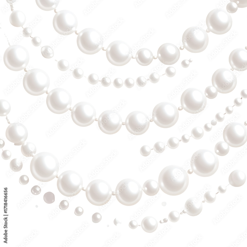 Obraz premium Multiple strands of large, round white pearls
