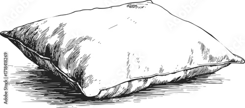 Pillow sketch hand drawn style soft cushion with shading details — stock vector