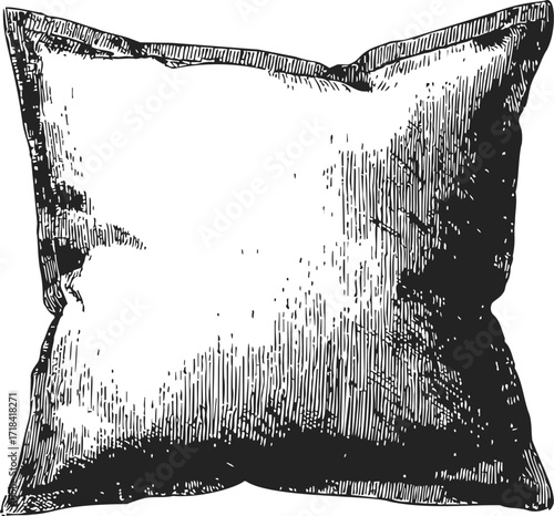 Pillow sketch hand drawn vintage cushion with textured shading — stock vector