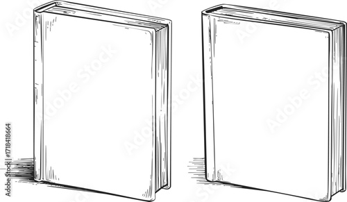 Books sketch hand drawn blank covers isolated on white — stock vector
