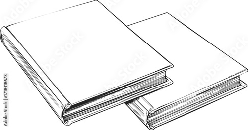 Books sketch hand drawn style two closed hardcover blank covers — stock vector