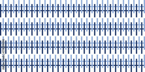 two tone blue and white background fence horizontal strip seamless repeat design as traditional culture fabric print patter, or background or t-shirt screening print, string