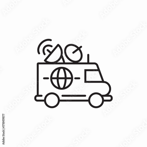tv broadcast van truck icon sign vector