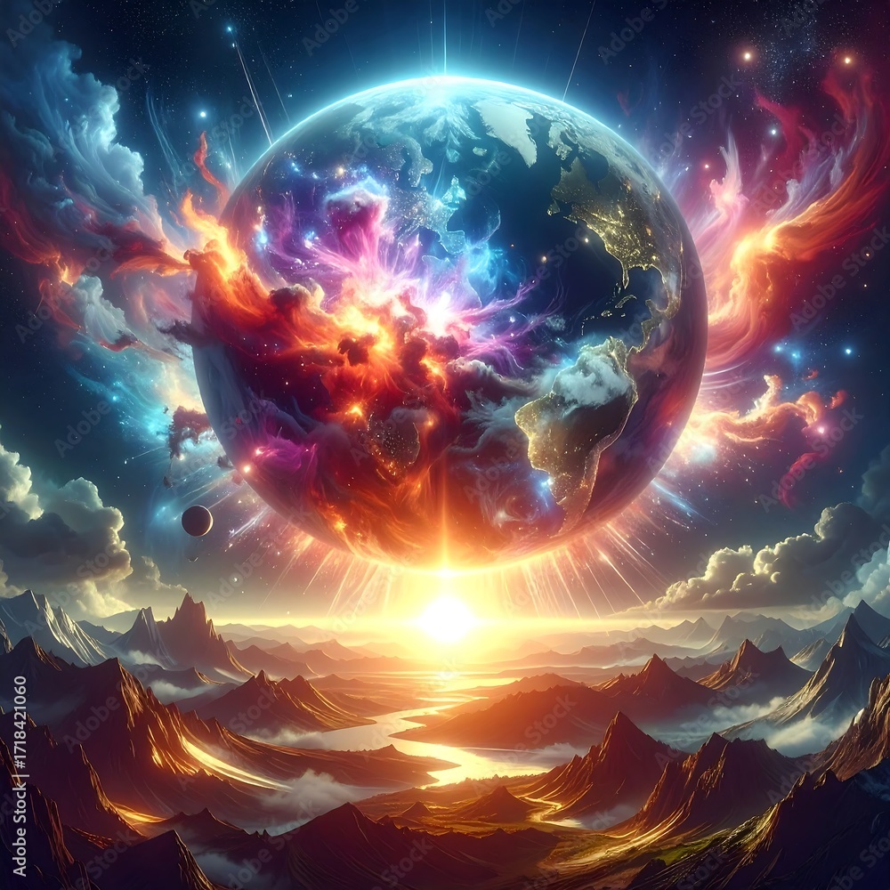 Obraz premium Cosmic Earth Rising