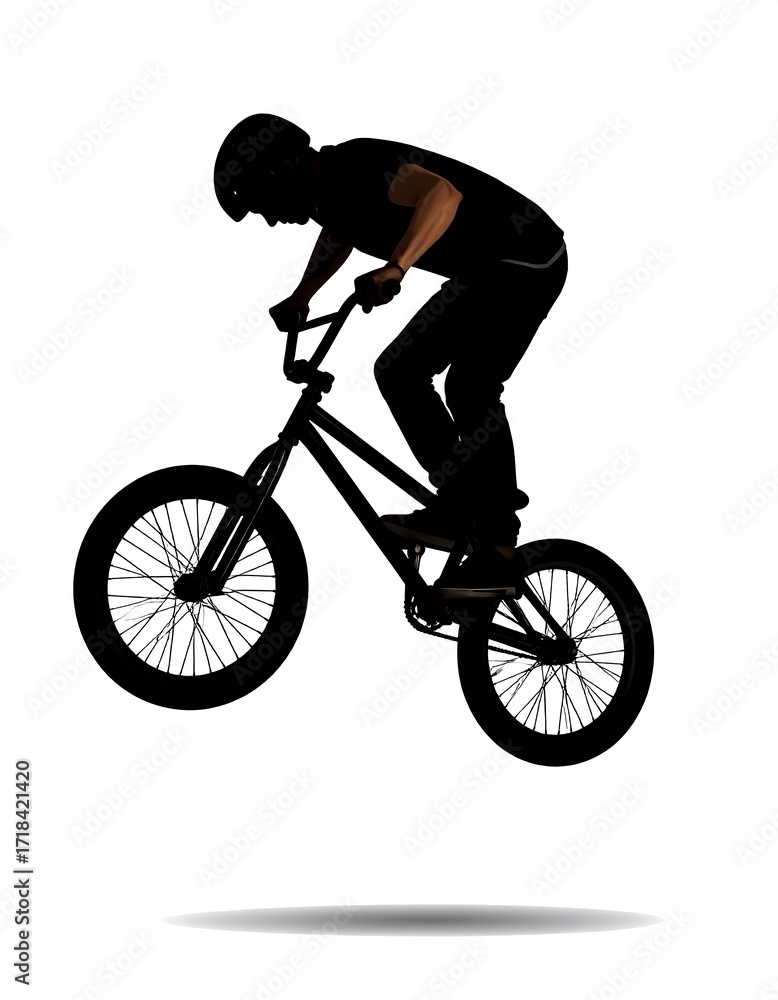 Naklejka premium Silhouette of a biker performing a jump