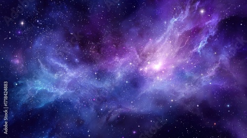 Stunning view of a vibrant colorful galaxy with stars and cosmic clouds in deep space background.
