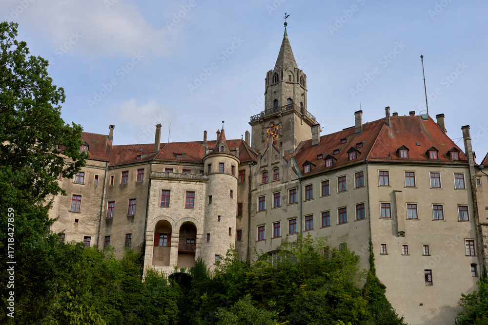 Fototapeta premium Sigmaringen, Germany - located in the Black Forest, very close to the source of the river Danube, Sigmaringen is famous for its Medieval fortress