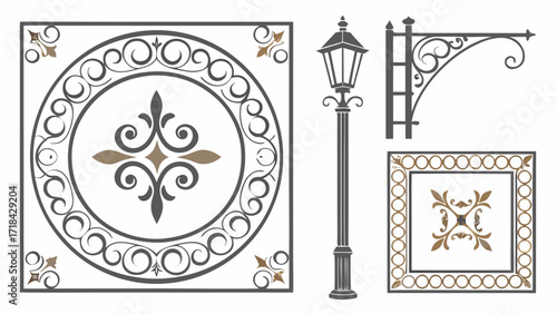 Ornate victorian decorative elements and street lamp design