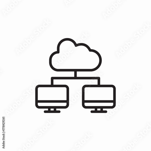 cloud computers connection icon sign vector