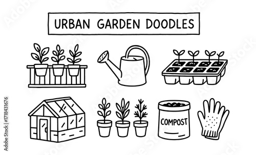 Urban garden doodles: hand-drawn elements for diy projects