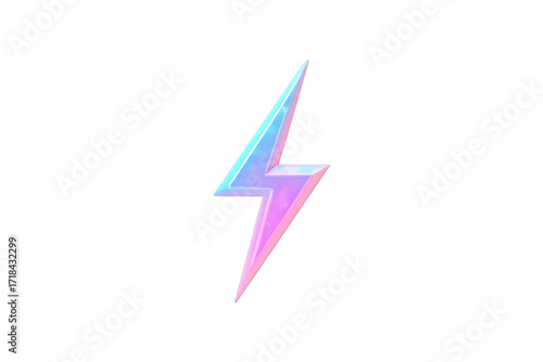 Free Download 3D lightning bolt featuring pastel gradient colors of blue, pink, and purple png - GFXLoad