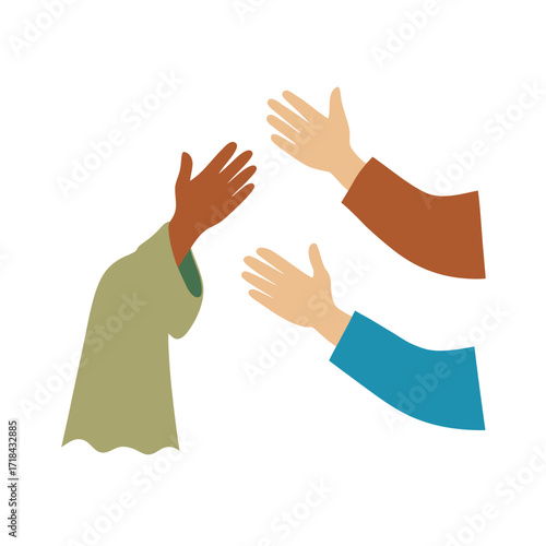 hands reaching out in reconciliation with biblical scene