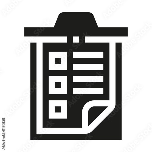 Icono de lista de tareas. Organización, seguimiento de actividades y productividad. Hoja de documento con lista de actividades. Ilustración vectorial