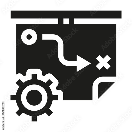 Icono de planificación estratégica. Organización de proyectos y toma de decisiones. Control de procesos. Ilustración vectorial