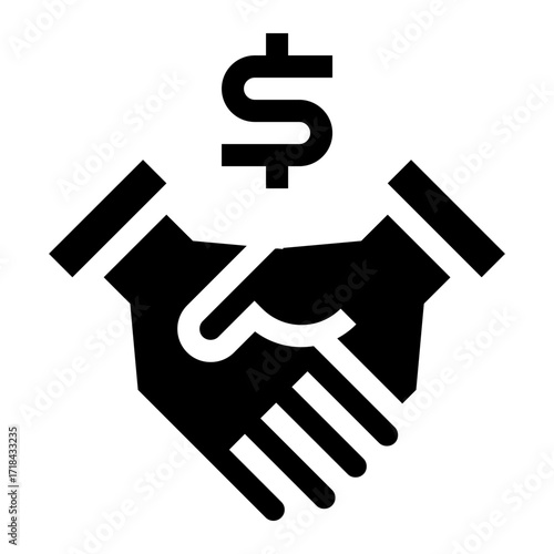Icono de acuerdo de negocios. Apretón de manos. Colaboración, negociaciones y transacciones financieras. Ilustración vectorial